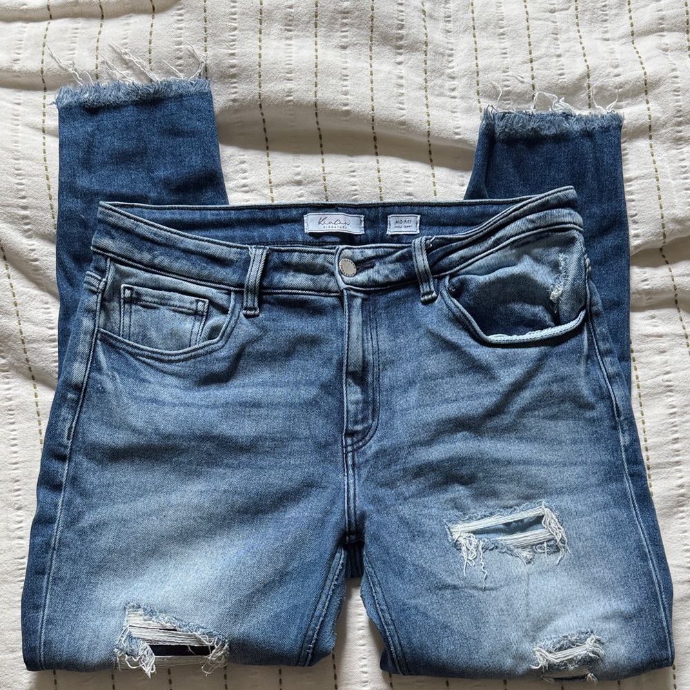 KanCan Distressed Skinny Midrise Jeans in Blue
